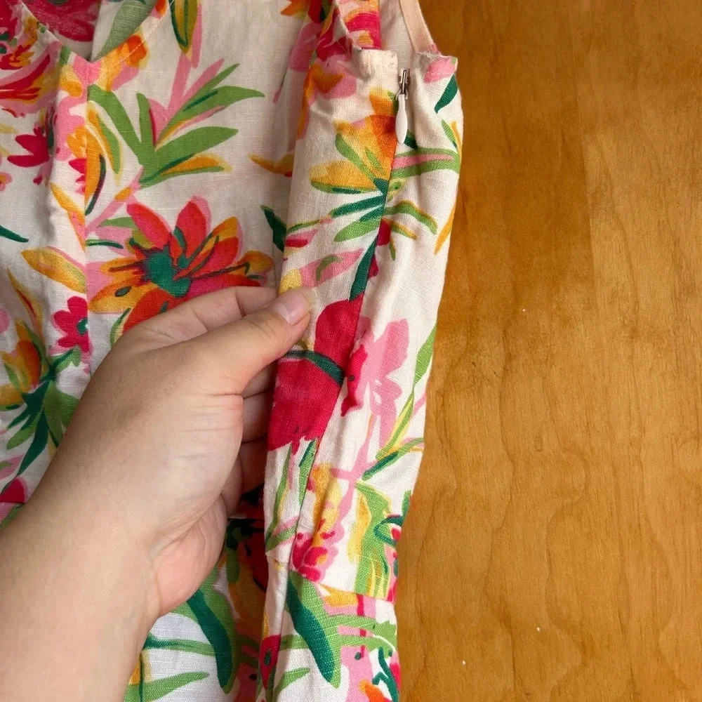 J.CREW TROPICAL FLORAL LINEN TOP